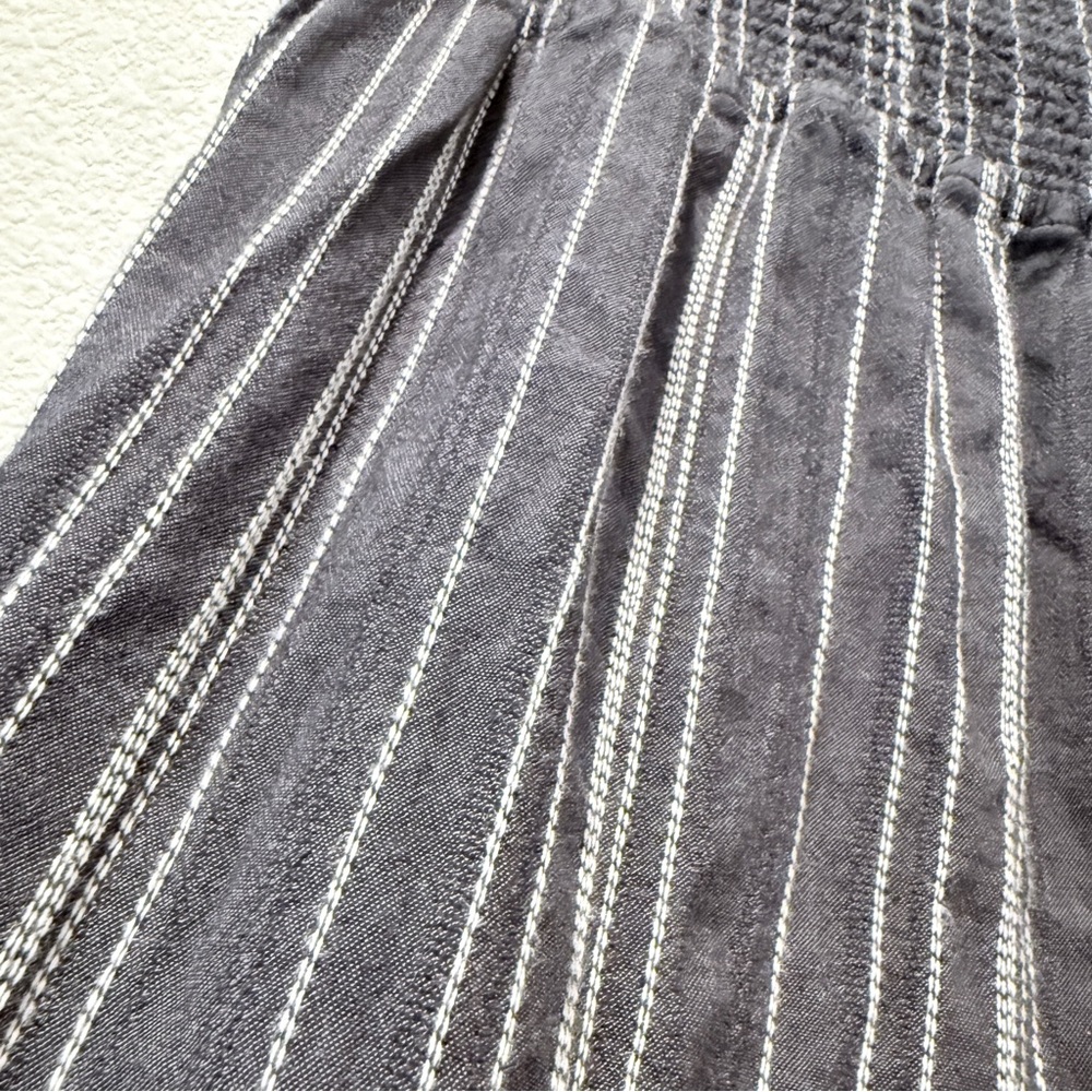 Given Kale Striped Wide Leg Pants M Smocked Waist Boho Coastal Grandmacore - Picture 3 of 11